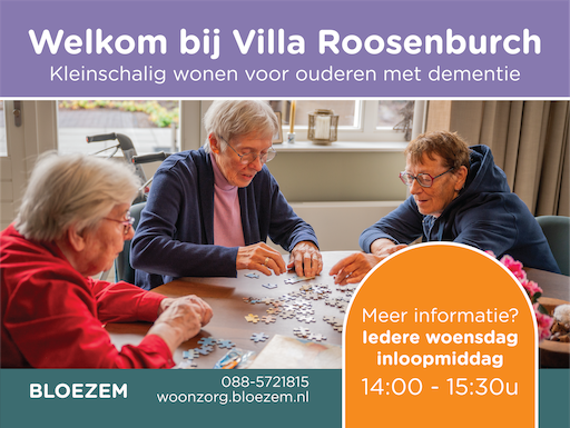 Inloopmiddagen Villa Roosenburch - Kom iedere woensdag kennis maken, de koffie staat klaar - Kleinschalige woonzorg voor ouderen met dementie