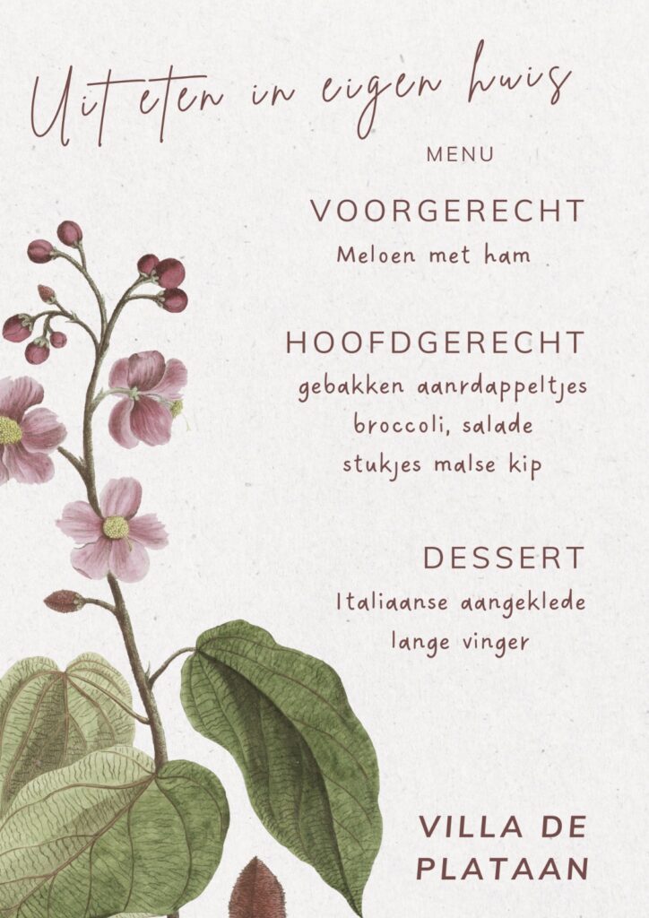 Uit Eten in Eigen Huis – Genieten bij Villa de Plataan - Hardinxveld-Giessendam - Kleinschalig wonen voor ouderen met dementie